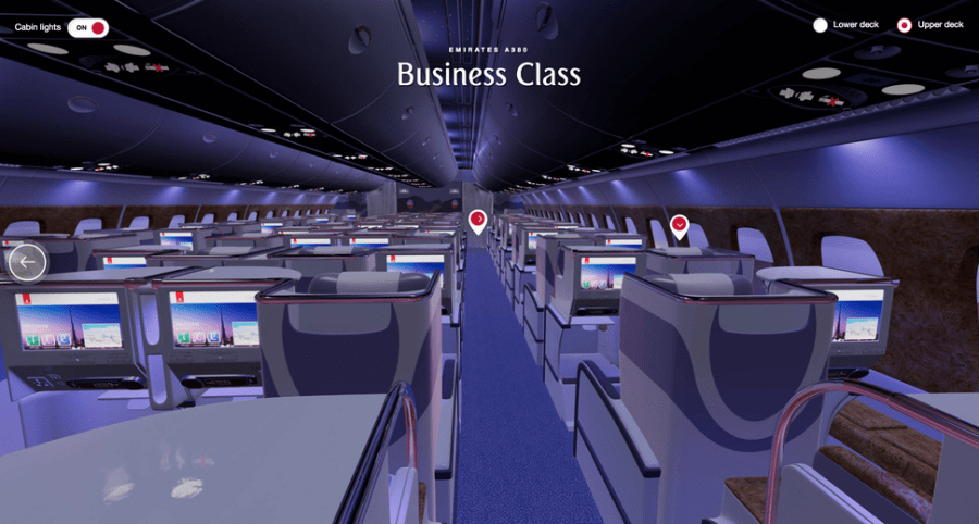 Emirates Airlines предлагает на своем сайте осмотреть самолет в VR