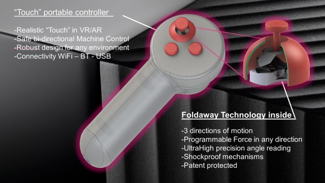 Foldaway Haptics разрабатывает гаптический джойстик для VR контроллеров