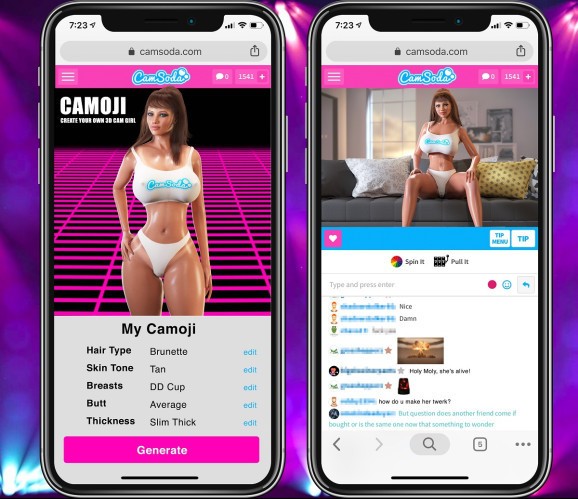 Camoji: виртуальные секс аватары для анонимного веб-стриптиза
