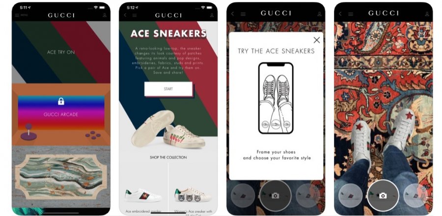 Владельцы iPhone могут примерить кроссовки Ace от Gucci с помощью AR