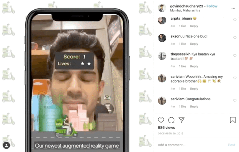 Более миллиона человек поиграли в Instagram AR-игру от Uber Eats India