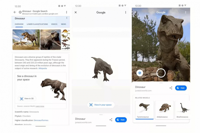 Google добавила AR-модели динозавров в результатах поиска 