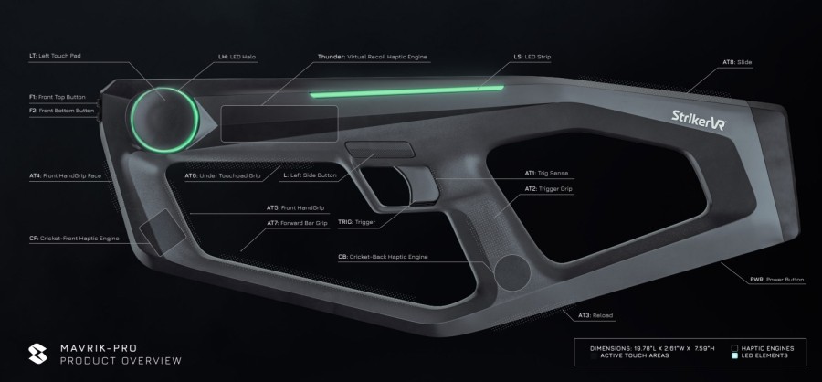 StrikerVR, разработчик VR-оружия, представляет новый потребительский пистолет Mavrik-Pro