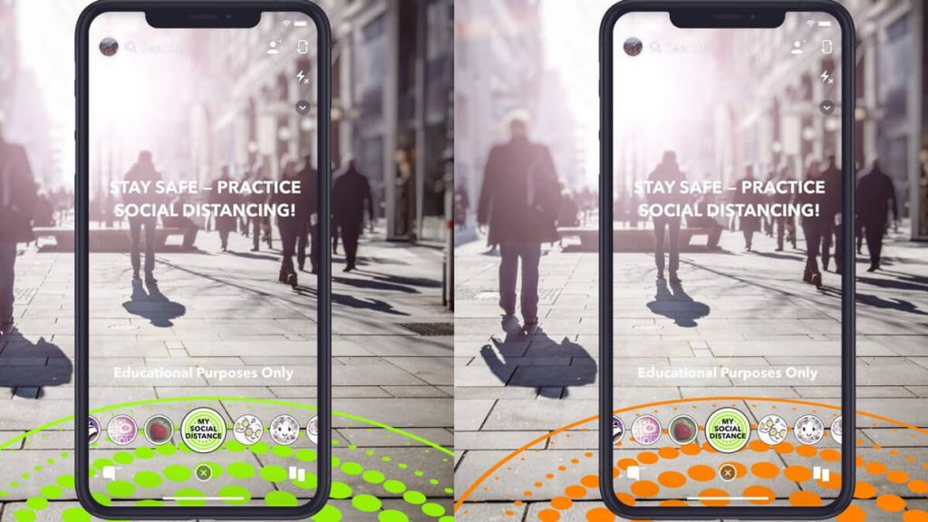 Новый фильтры Snapchat помогают людям соблюдать социальную дистанцию во время пандемии коронавируса