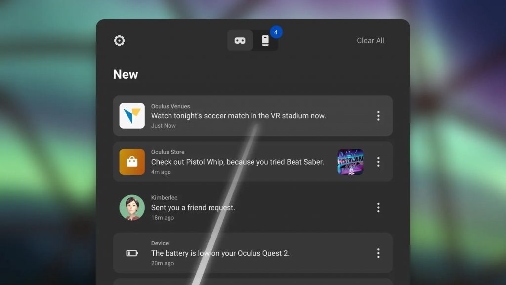 Oculus Quest будет отправлять уведомления внутри VR и в приложении на телефоне