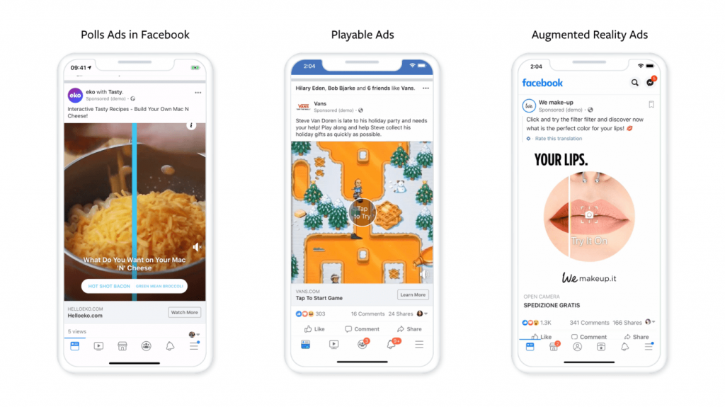 Facebook заявил о расширении трех интерактивных форматов рекламы