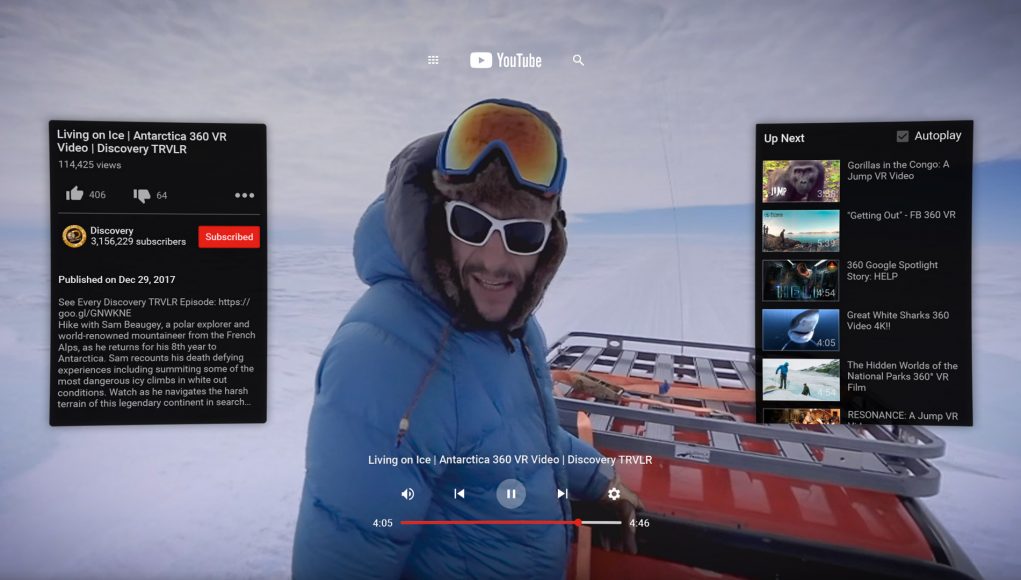 «YouTube VR» теперь доступен на гарнитурах Oculus Go и в Oculus Store