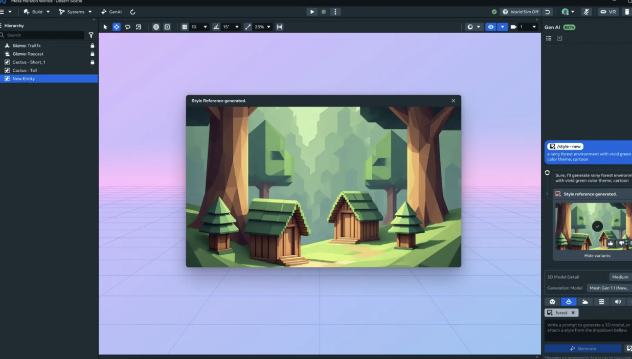 Meta* выпускает новые функции ИИ, упрощающие разработку «Horizon Worlds»