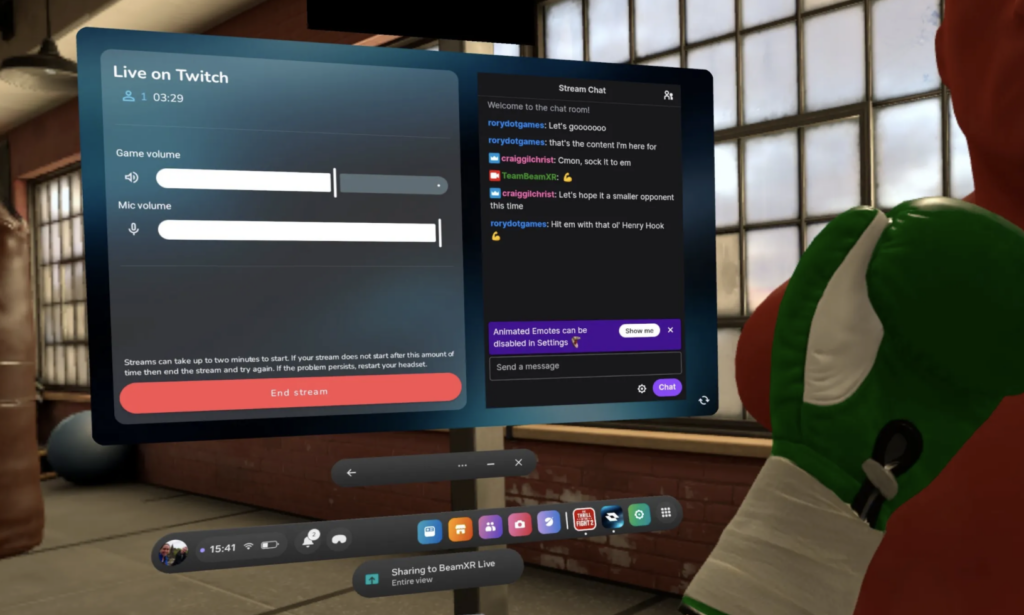 BeamXR Live: трансляции на Twitch и YouTube из Quest* без ПК